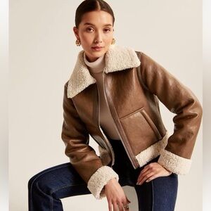 NWT Abercrombie & Fitch Sherpa-Lined Vegan Leather Shearling Jacket